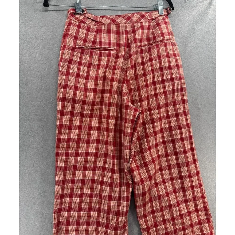 John Galt Brandy Melville Plaid Valentina Pants Women OS Red Orange High‎ Waist